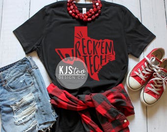 Texas Tech Tee - Wreck Em Tech TShirt - Texas Tech Shirt - Red and Black Tech Tee - Red and Black Wreck Em Tech Tee - Tech Football Tee