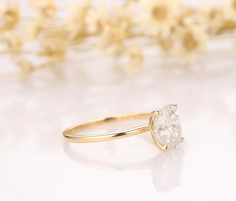 14K Solid Gold Ring/ 1.5CT Oval Simulated Diamond Wedding Etsy