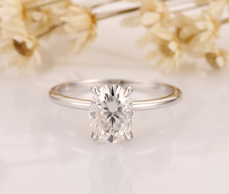 14K Solid Gold Ring/ 1.5CT Oval Simulated Diamond Wedding Etsy