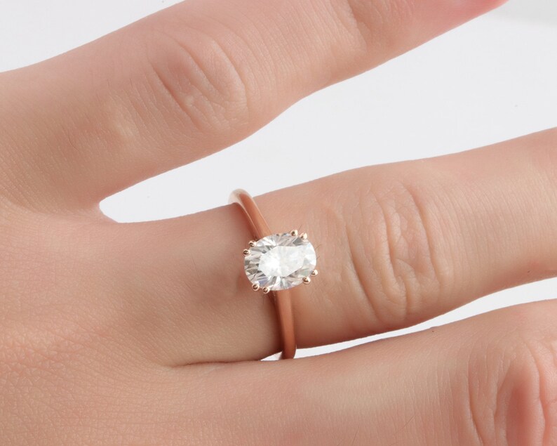 14K Solid Gold Ring/ 1.5CT Oval Simulated Diamond Wedding Etsy