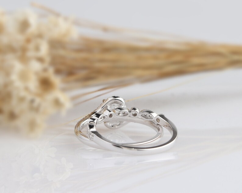 14K Solid Gold Ring Sets/0.75CT Round Cut Simulated Diamond Etsy