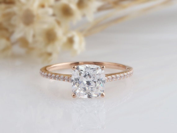 Cathedral Design Moissanite Ring/ 1.5CT Cushion Cut Simulated - Etsy