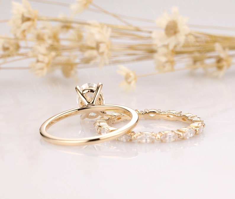 14K Solid Gold Ring/ 1.5CT Oval Simulated Diamond Wedding Etsy