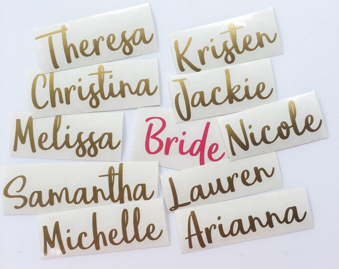 Wine Glass Decals Name Decals DIY Wine Glasses Bridal Party Etsy