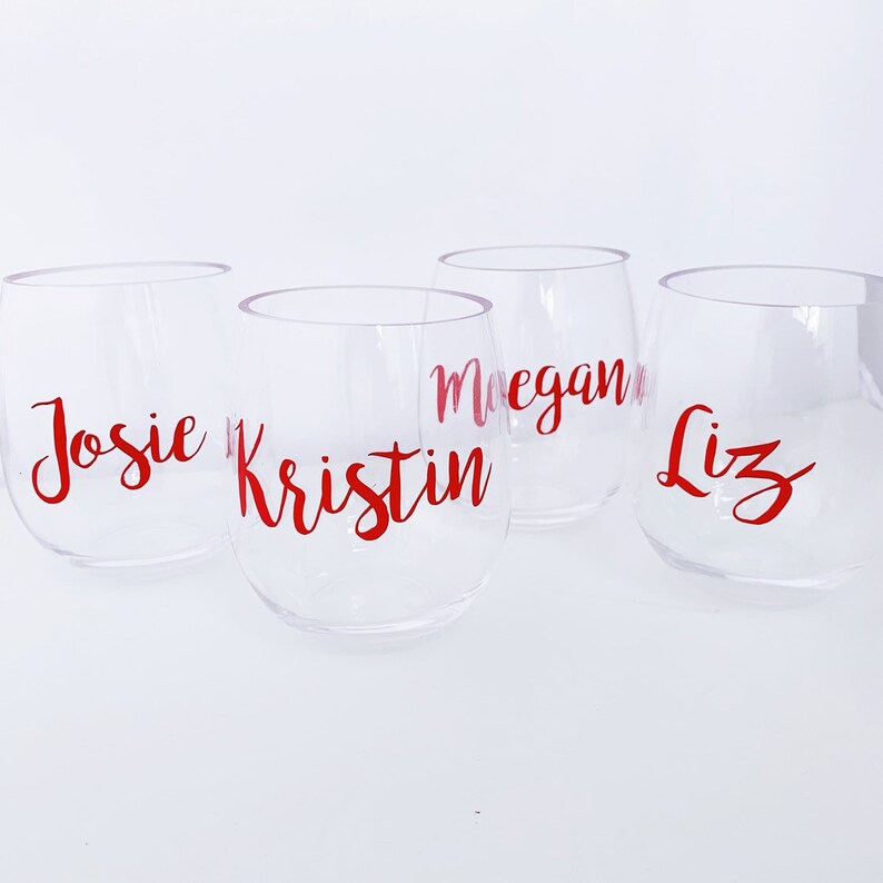 Stemless Acrylic Wine Glasses Personalized Stemless Wine Etsy
