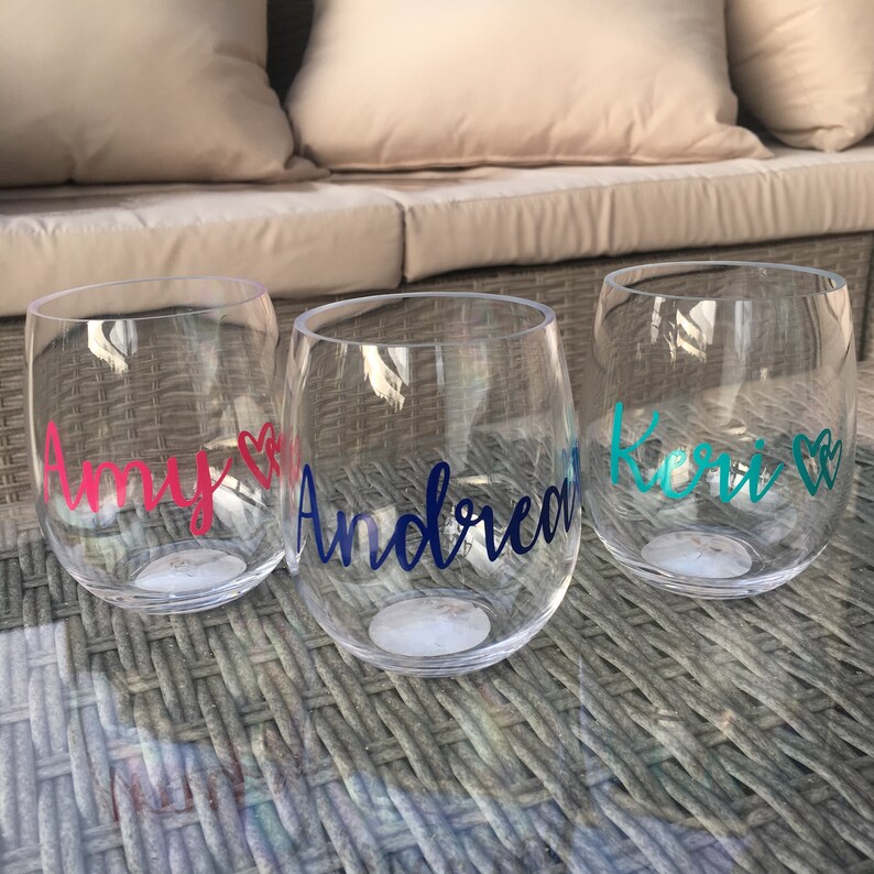 Stemless Acrylic Wine Glasses Personalized Stemless Wine Etsy