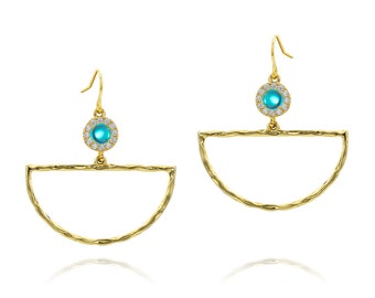 Arc Earrings | TiO2 Crystal jewelry | Bridesmaid | Yellow Gold plated | Gold Plated | Crystal | Birthday | Girls | TiO2