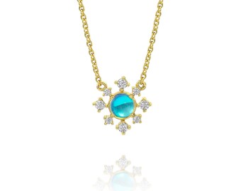 Snowflake Necklace | TiO2 Crystal jewelry | Bridesmaid | Yellow Gold plated | Gold Plated | Crystal pendant | Birthday | Girls | TiO2