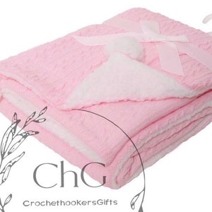 Manta de bebé personalizada, manta de bebé rosa, manta de cuna, manta, manta de punto, manta de lujo, manta de cuna de lujo, manta bordada