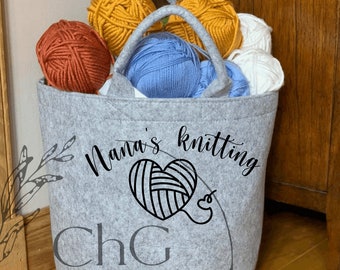 Knitting bag, crochet bag, hobby storage, toy basket, storage basket, felt basket, wool storage, yarn storage, yarn bag, wool bag, hobby bag