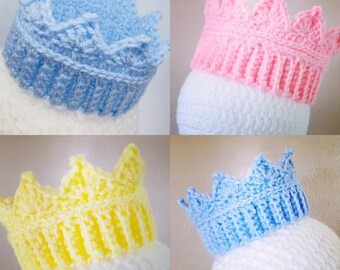 Gehäkelte Prinzessinnenkrone, Häkelkrone, Babykrone, Diadem gehäkelt, gehäkelte Fotorequisite, Königskrönung, Mädchenstirnband, handgemacht,
