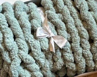 Super dicke Babydecke, unisex Baby Geschenk, Grobstrick Decke, neues Baby Geschenk, grüne Decke, Handgestrickte Decke, Baby Jungen Decke, Baby