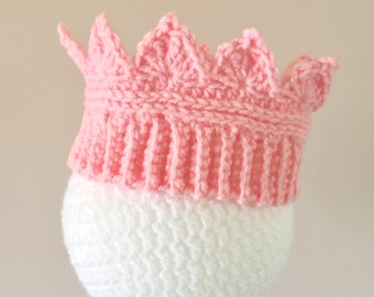 Gehäkelte Prinzessinnenkrone, Häkelkrone Babykrone, Kuchen zerschlagen Requisite, gehäkelte Fotorequisite, Königskrönung, Mädchenstirnband, handgemacht,