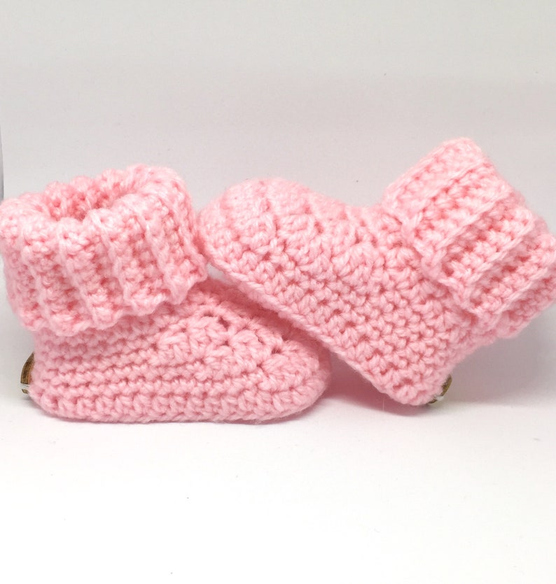 Handmade Crocheted//Knitted Baby Boy Cuffed Booties In Soft Baby Blue 0-3 Months