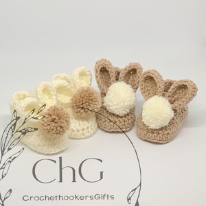 Crochet baby booties, bunny booties, baby booties, Easter baby, unisex booties, new baby gift, baby, Easter bunny, first Easter, spring baby