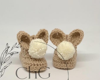 Crochet baby booties, bunny booties, baby booties, Easter baby, unisex booties, new baby gift, baby, Easter bunny, first Easter, spring baby