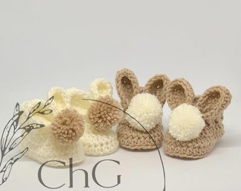 Crochet baby booties, bunny booties, baby booties, Easter baby, unisex booties, new baby gift, baby, Easter bunny, first Easter, spring baby