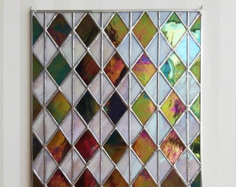 Stained glass Panel Diamonds Pattern Beveled Tudor Style - Harlequin Craft - Fun Arts