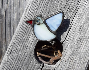 Singer Stained Glass Brooch - Cute Bird Pin