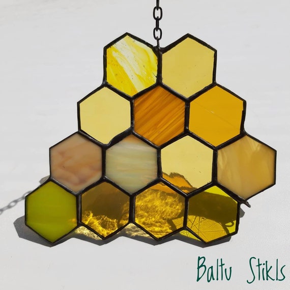 Honeycomb Stained Glass Sun Catcher Wall Hanging