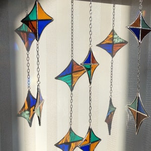 Stained Glass Starry Night - Mobile - Window hanging - Modern Suncatcher - Minimalist Art