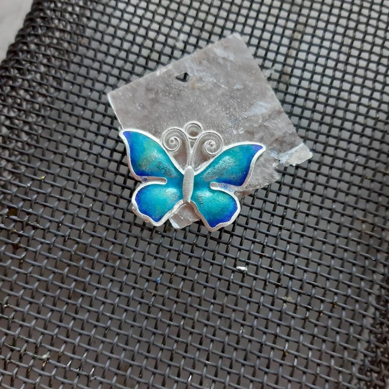Handmade Minankari Jewelry for Her Gift Sterling Silver Enamel Necklace Hot Enamelled Cloisonn\u00e9 Silver Butterfly Pendant