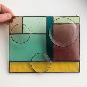 Modern Suncatcher - Stained Glass Hanging - Geometric Art in Two Layers