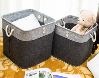 Premium Felt Storage Basket Closet Toy Book Hamper Laundry Bag Shelf Box Organizer