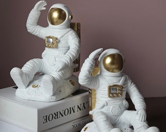 Astronauts Decorative Bookends - Space Bookends for Home/Office, Modern Designed Book Holders for Heavy Books, Book Stoppers