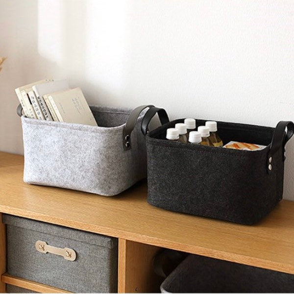 Premium Felt Storage Basket Closet Toy Book Hamper Laundry Bag Shelf Box Organizer