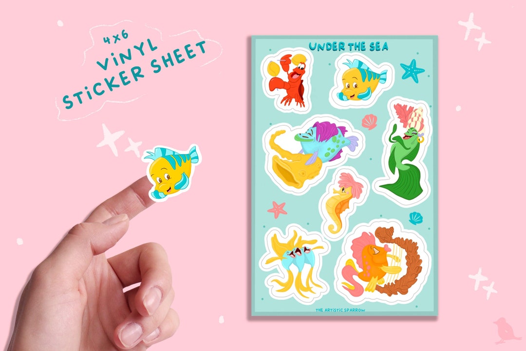 Under the Sea Sticker Sheet, the Little Mermaid, Bullet Journal