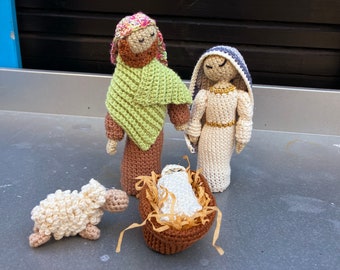 nativity scene, handmade, crochet, unique, cotton, Christmas, gift,