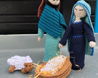 crèche, fait main, crochet, unique, Noël, cadeau,