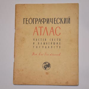 Années 1960 vintage Grandes Cartes du Monde Atlas Géographique URSS Éducatif Géographique Atlas Soviétique couverture souple Atlas Monde Atlas Coloré Atlas
