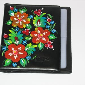 Capas porta-cartões de visita pintadas à mão para cartões de crédito, cartões de desconto, desenho floral
