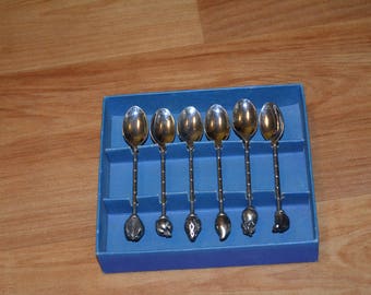 Multiform Vintage decoration kitchen Set of 6 Tea Spoon Hand Made dessert spoons Silverware Vintage cutlery fruit theme