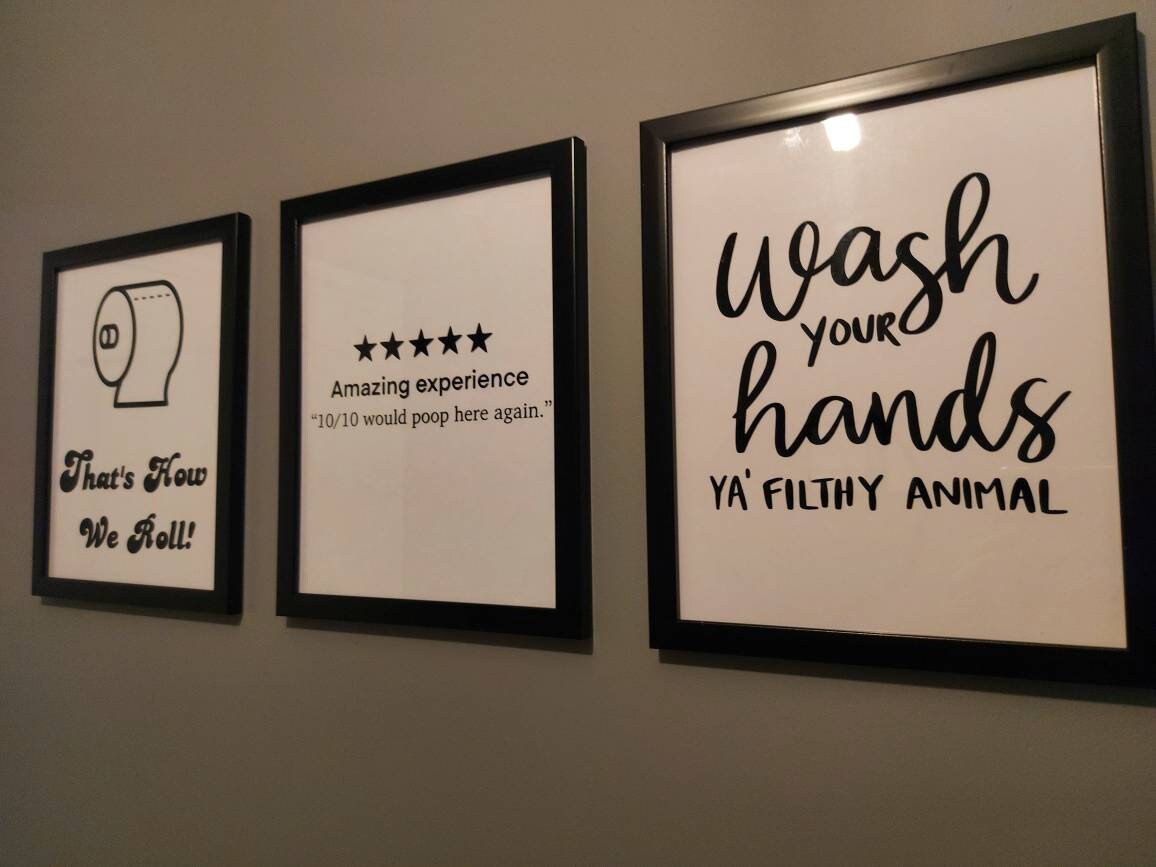 Bathroom art/toilet/framed/ vinyl image/modern Etsy