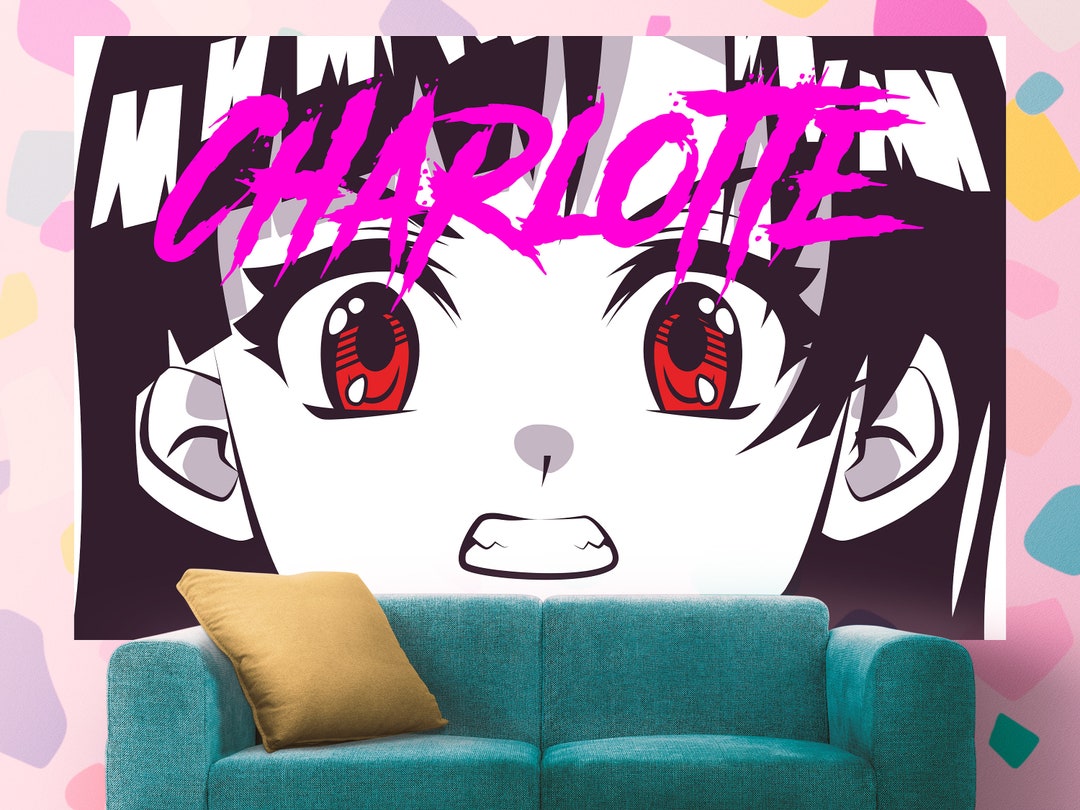 Custom Anime Wall Mural Poster Big Red Eyed Girl Close up Etsy