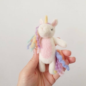 Felted Newborn Rainbow Unicorn Bonnet image 3