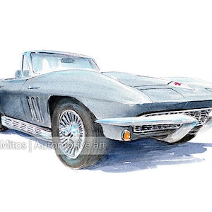 Chevrolet Corvette Sting Ray Convertible / classic car / vintage car / automotive art / gift / art print from an original painting