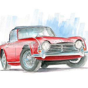 Triumph TR4 / auto d'epoca / auto d'epoca / arte automobilistica / regalo / stampa d'arte da un dipinto originale