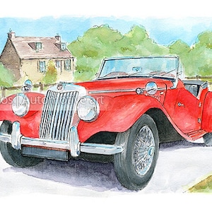 MG TF / classic car / vintage car / automotive art / gift / art print from an original painting