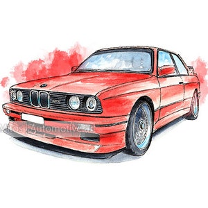 BMW E30 M3 / automotive art / gift / art print from an original painting