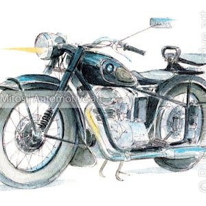 BMW R25 / classic motorcycle / vintage motorcycle / automotive art / gift / art print from an original painting