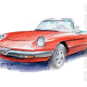 Alfa Romeo Spider / classic car / vintage car / automotive art / gift / art print from an original painting