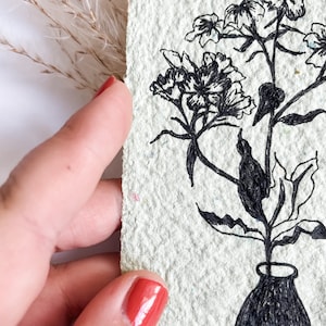 Mini illustration florale sur papier fait main