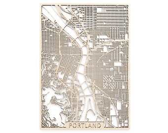 Wooden map of Portland OR