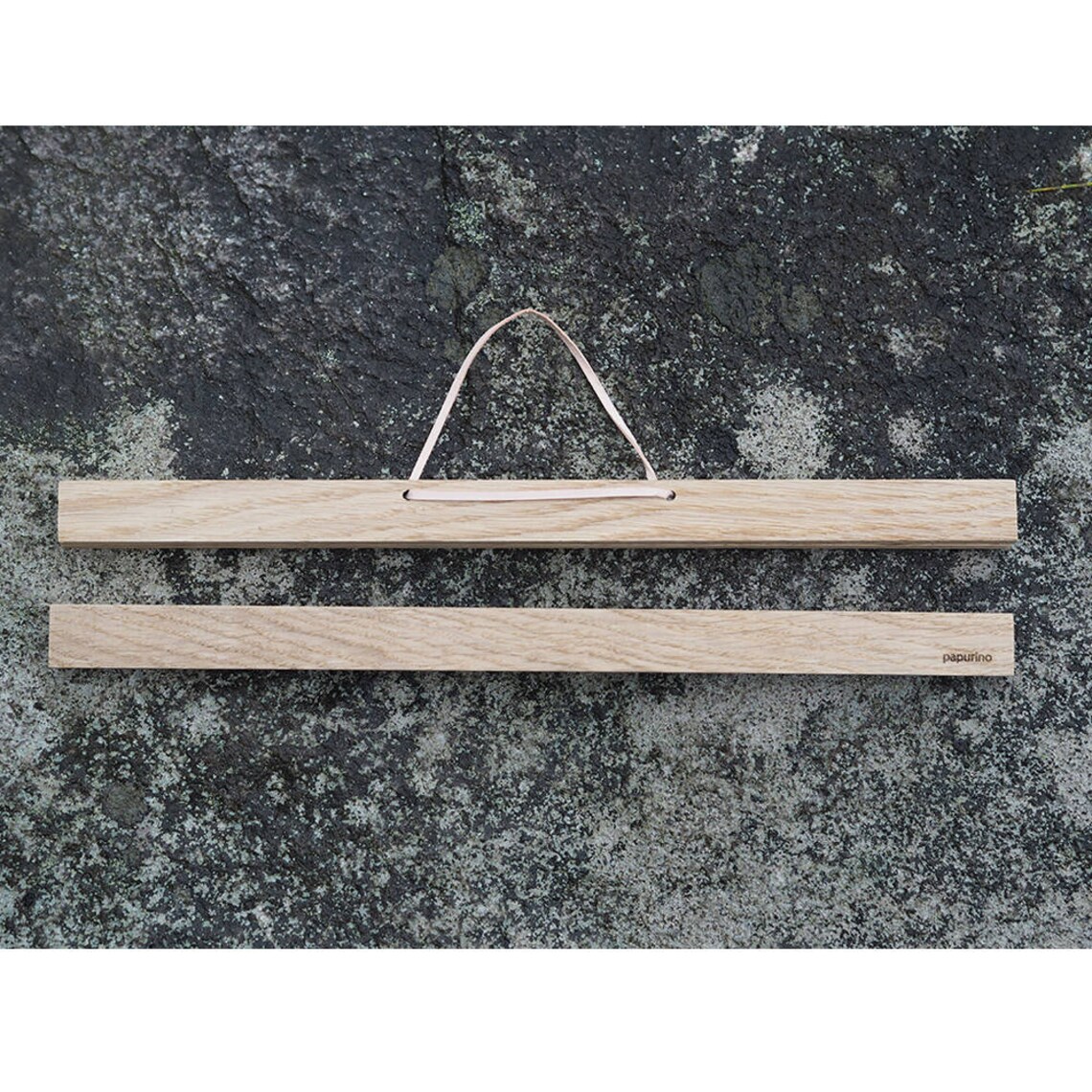 Wooden Poster Hanger Oak Leather Etsy
