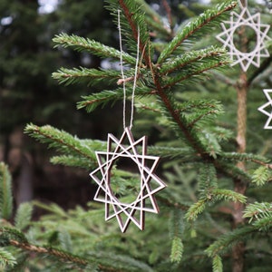 Christmas tree decor, wooden star small 2 pcs image 1