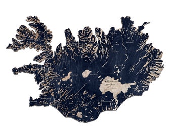 Wooden map of Iceland